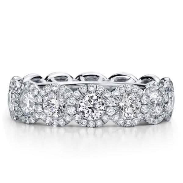 18kt White Gold Plated Simulated Diamond Eternity Band Ring Rings - DailySale