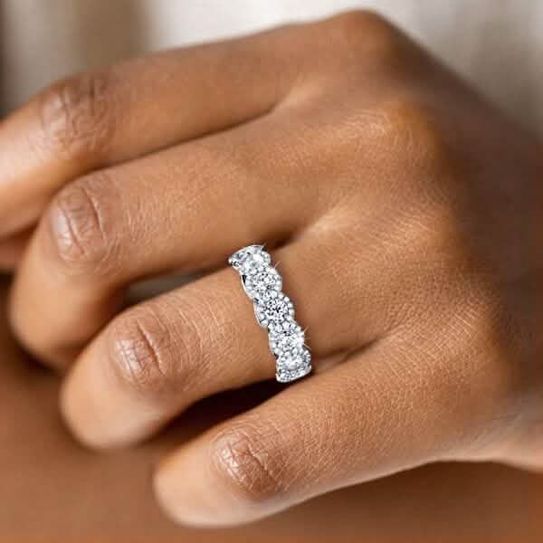 18kt White Gold Plated Simulated Diamond Eternity Band Ring Rings - DailySale