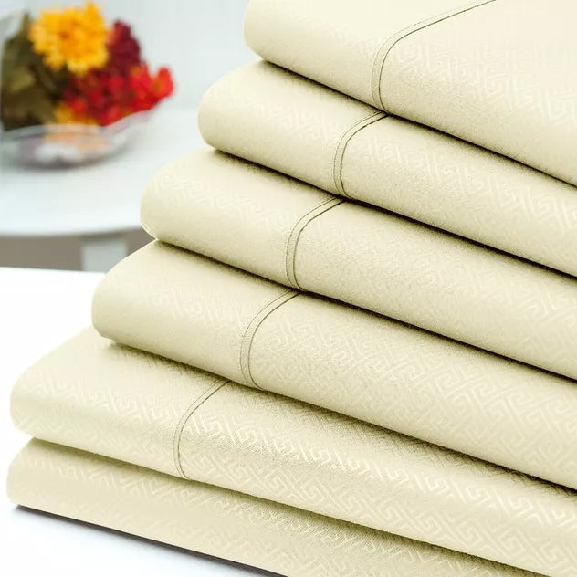 6-Piece: US Army Embossed Greek Key Sheet Set