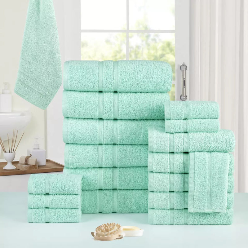 18-Piece: Bibb Home Zero Twist Egyptian Cotton Towel Set