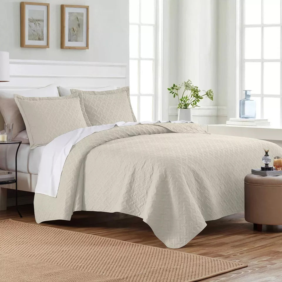 3-Piece: Dan River Basket Pinsonic Quilt Set