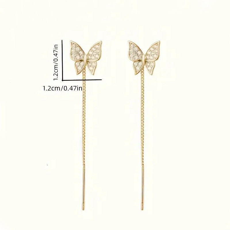 925 Silvery Post Yellow Alloy Butterfly Earrings