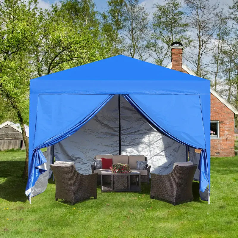 Outdoor 10X10 Ft. Pop Up Gazebo Canopy Tent with Removable Sidewall with Zipper