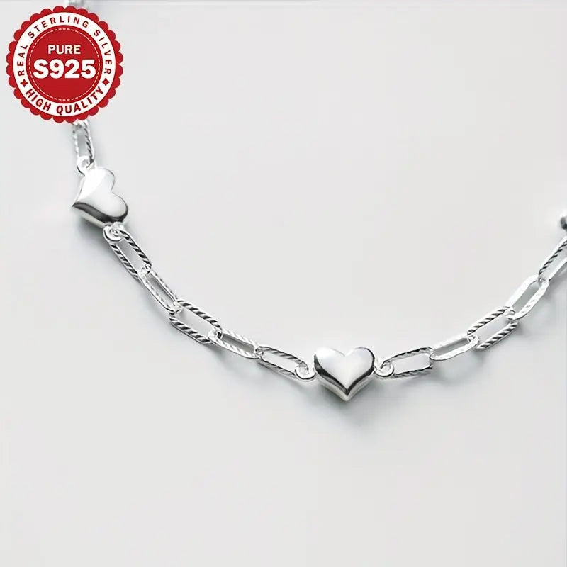 Heart-Shaped S925 Silver Bracelet