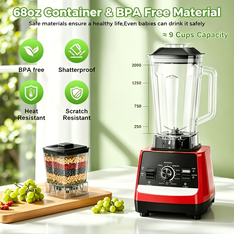 68 oz BPA-free blender jar, shatterproof, heat and scratch resistant