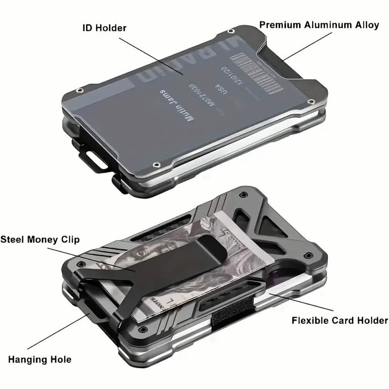 RFID Aluminum Money Clip Wallet – Ultra-Thin, Holds 15 Cards