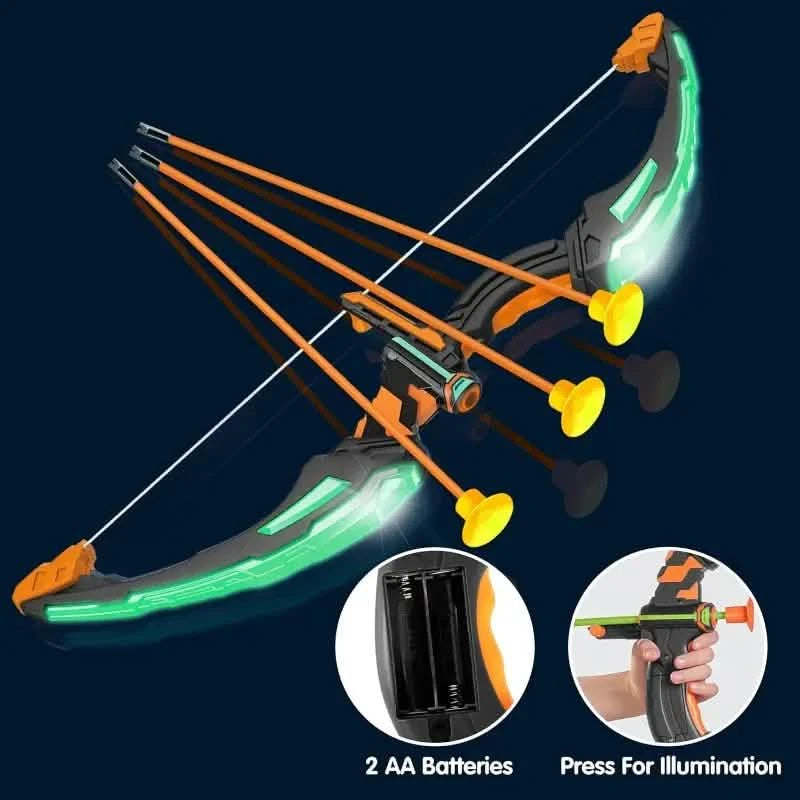 LED Bow & Arrow Toy Set for Kids | Light-Up Archery Play Kit with Suction Cup Arrows (Blue/Green)