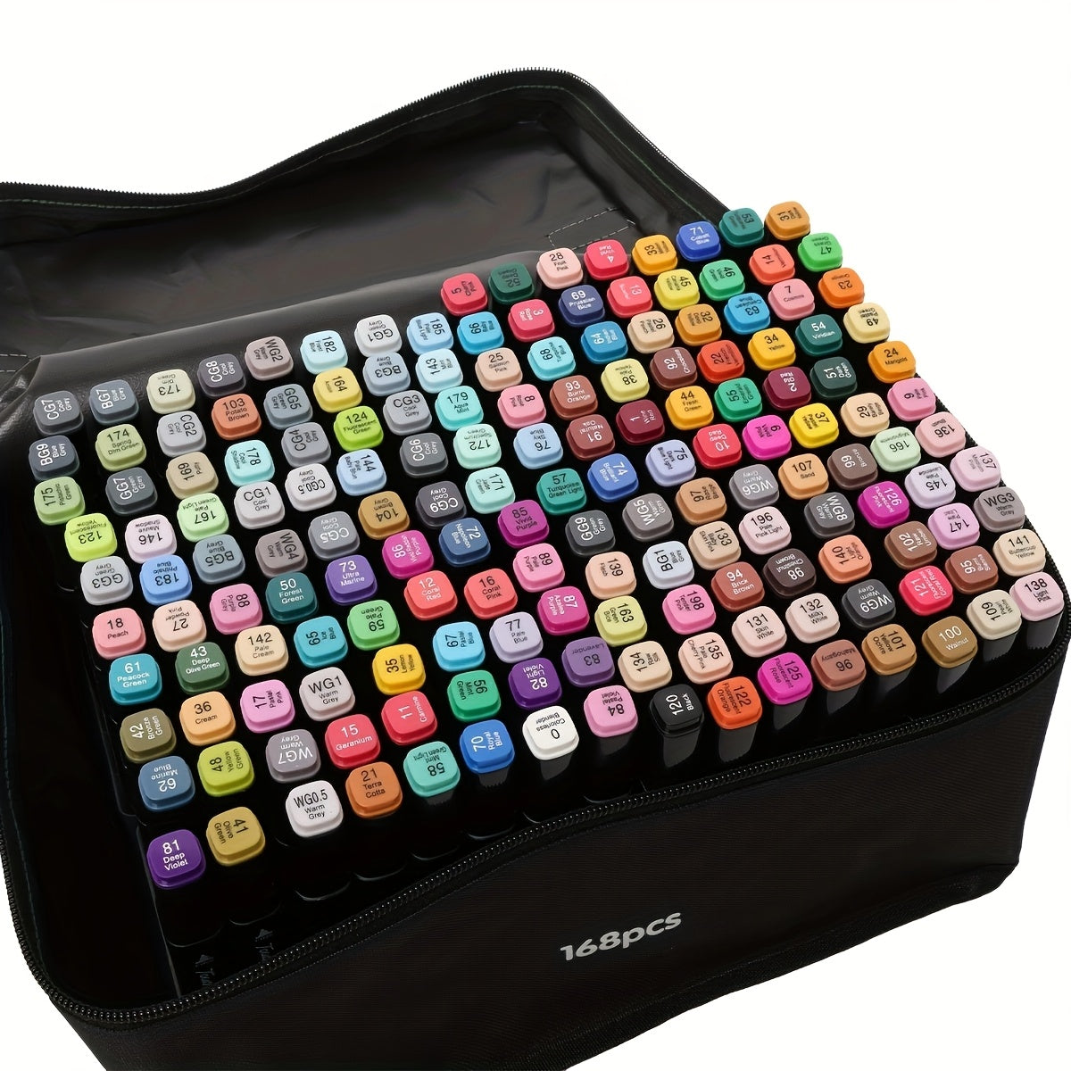 168-color dual-tip art marker set with brush and chisel tips