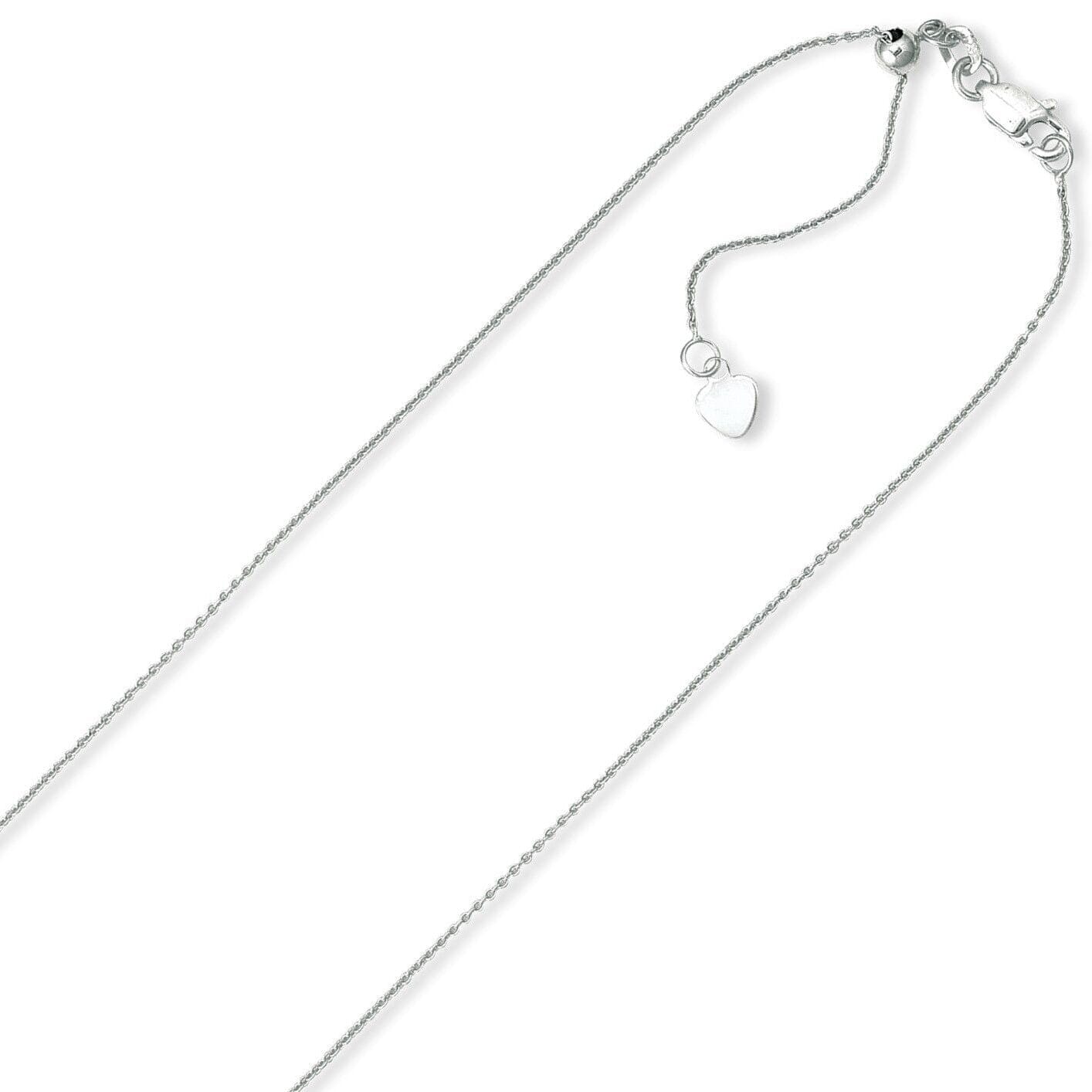 1MM Solid Adjustable Cable Chain Necklace Real 10K White Gold Up to 22" Necklaces - DailySale