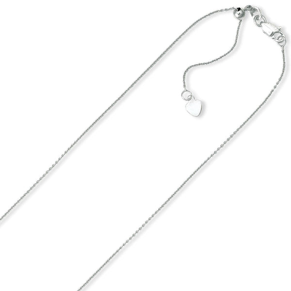 1MM Solid Adjustable Cable Chain Necklace Real 10K White Gold Up to 22" Necklaces - DailySale