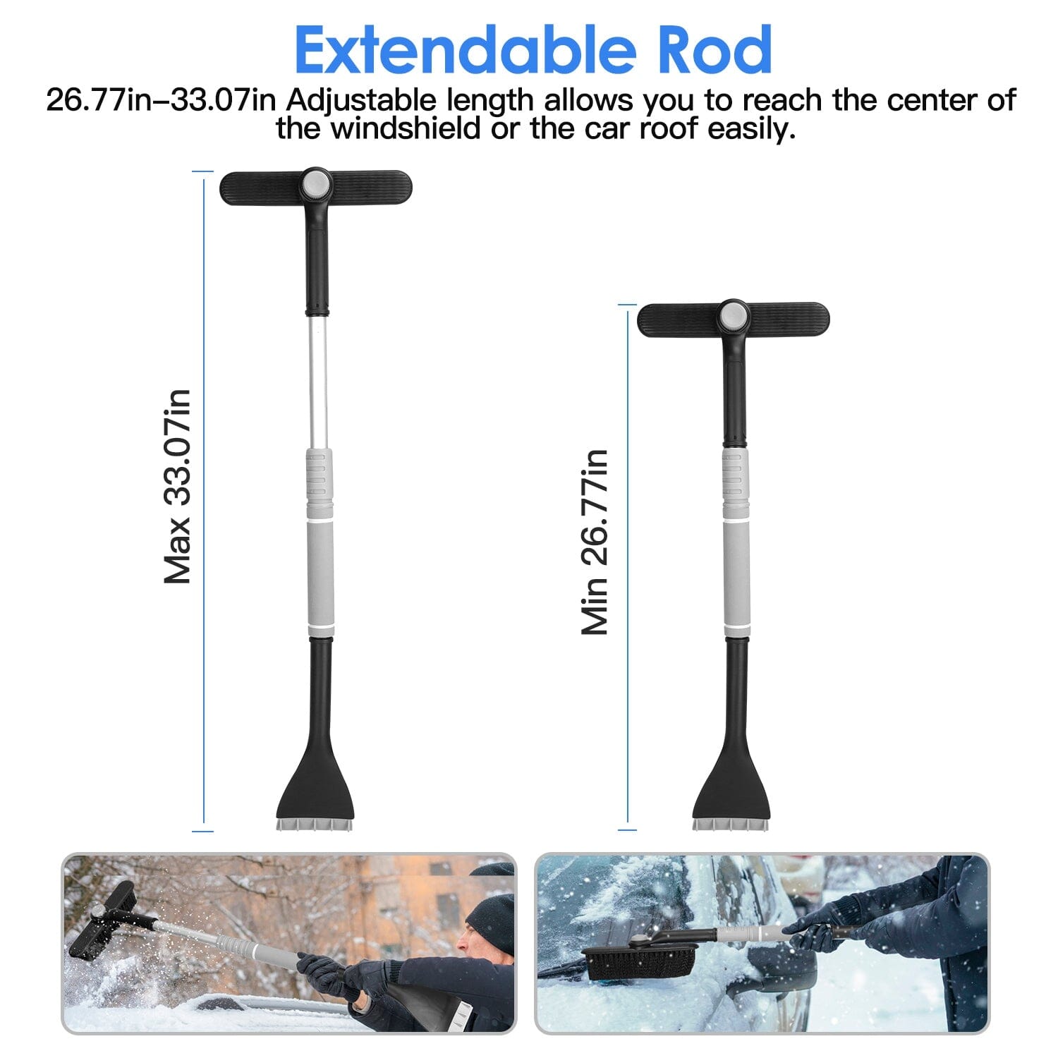 2-in-1 Automobile Snow Shovel Frost Removal with 360° Pivoting Brush Head Automotive - DailySale