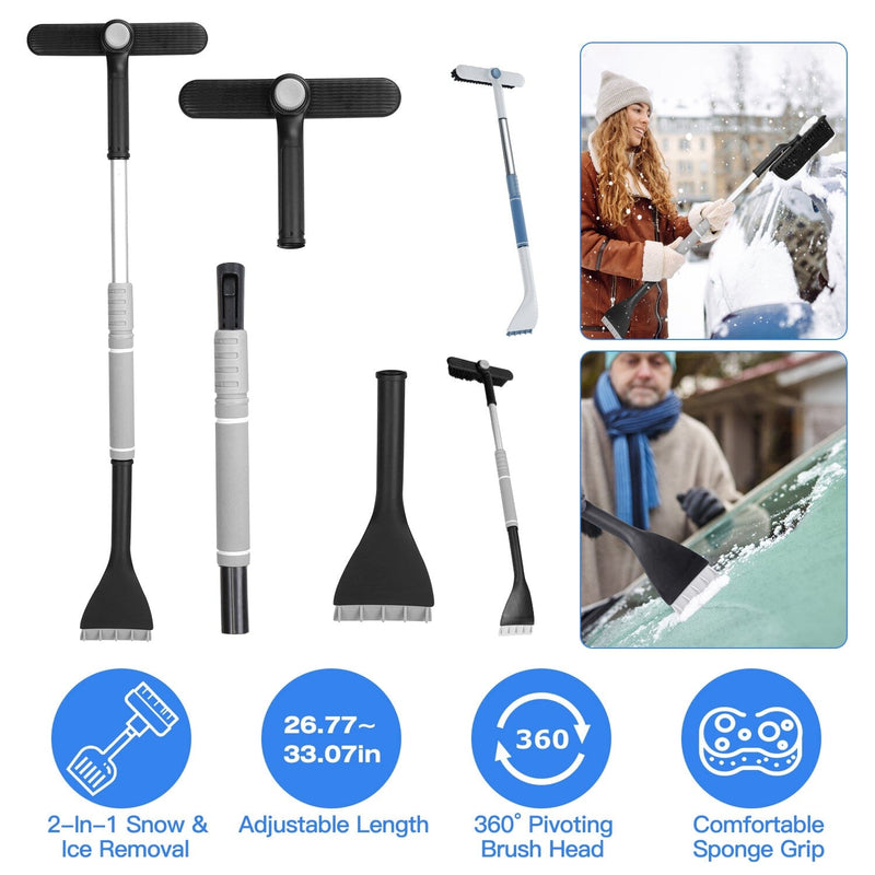 2-in-1 Automobile Snow Shovel Frost Removal with 360° Pivoting Brush Head Automotive - DailySale