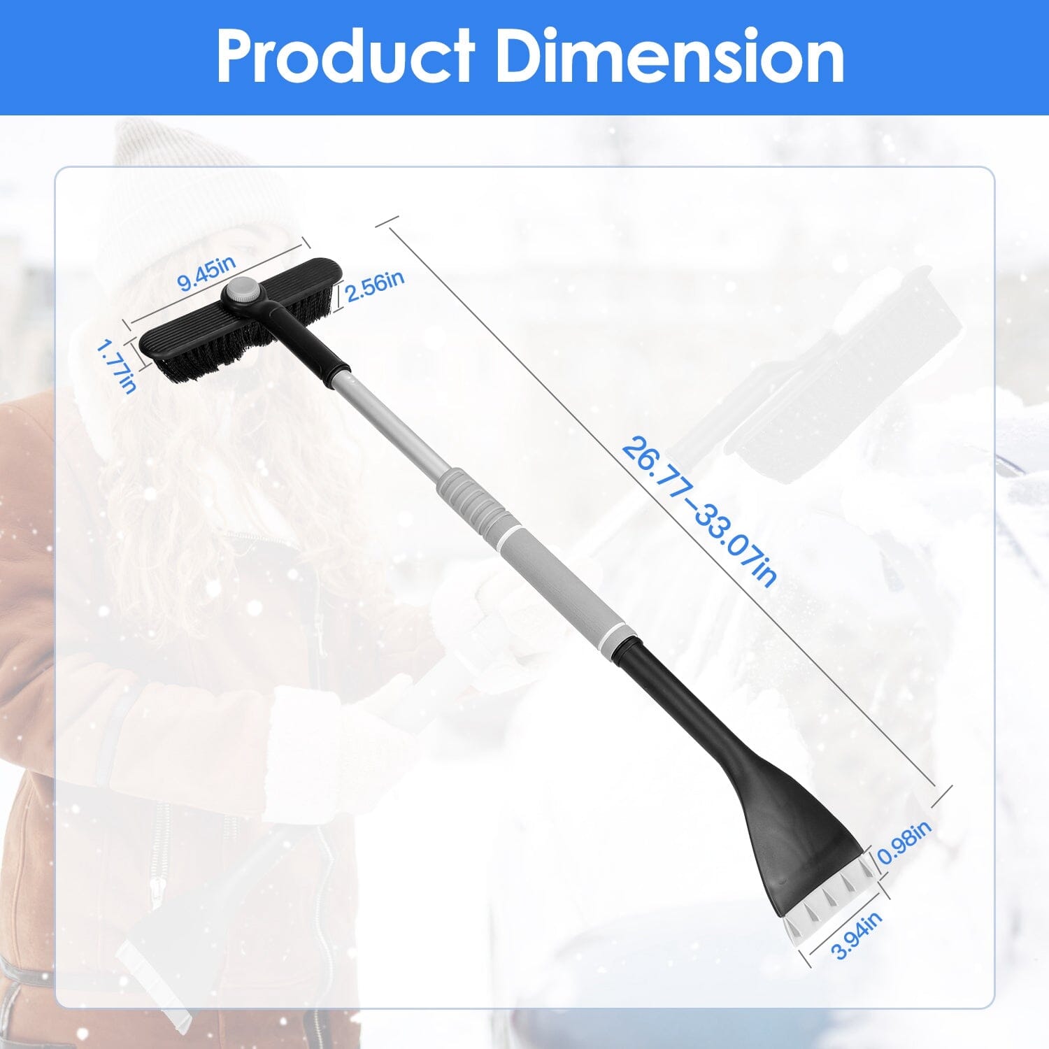 2-in-1 Automobile Snow Shovel Frost Removal with 360° Pivoting Brush Head Automotive - DailySale