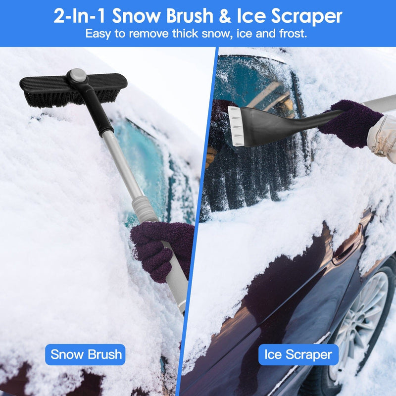 2-in-1 Automobile Snow Shovel Frost Removal with 360° Pivoting Brush Head Automotive - DailySale