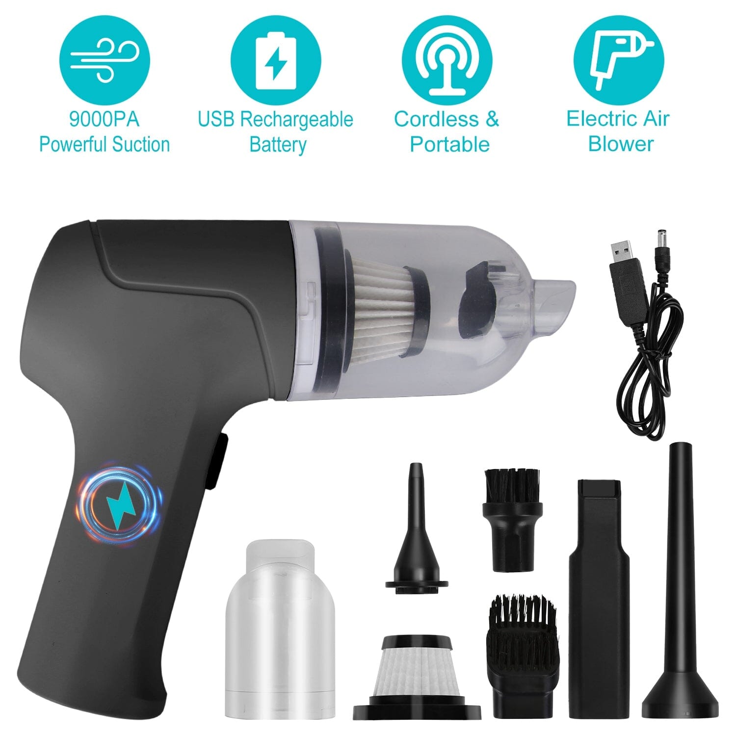 2-in-1 Cordless Vacuum Cleaner Compressed Air Duster Automotive - DailySale