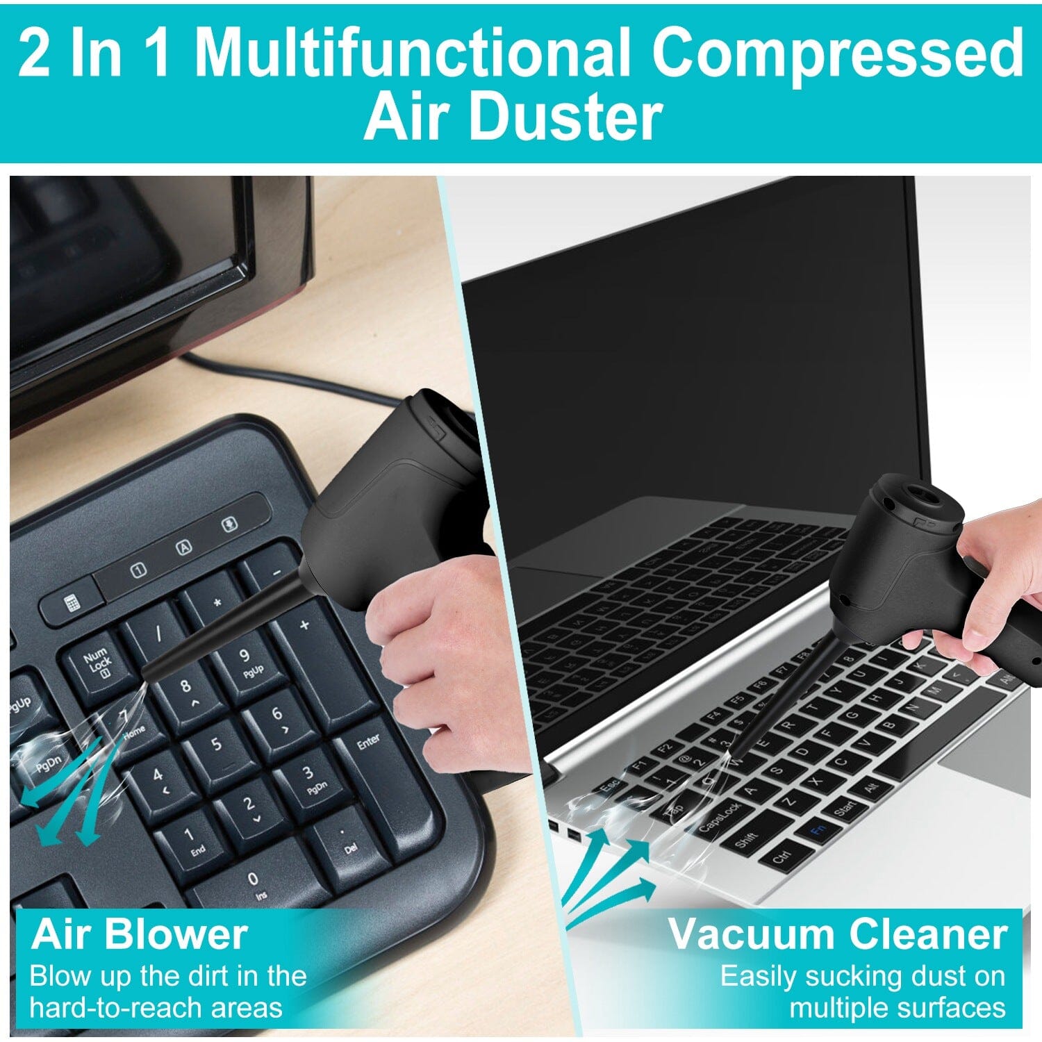 2-in-1 Cordless Vacuum Cleaner Compressed Air Duster Automotive - DailySale