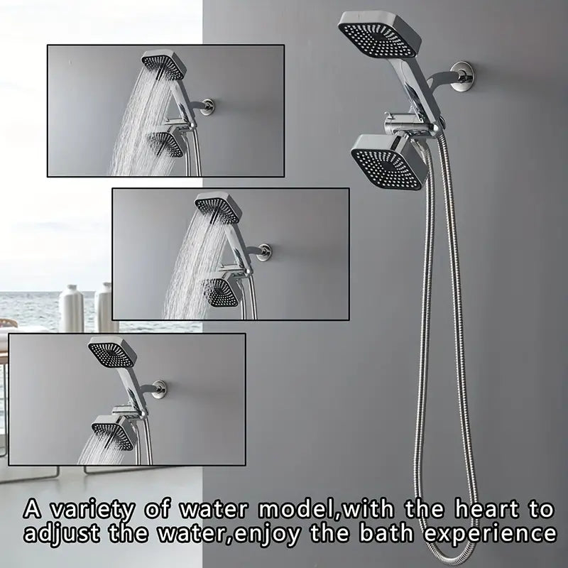 2-in-1 Handheld & Rainfall Shower Head Set with Long Hose and T-Valve Bath - DailySale