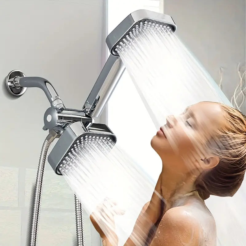 2-in-1 Handheld & Rainfall Shower Head Set with Long Hose and T-Valve Bath - DailySale