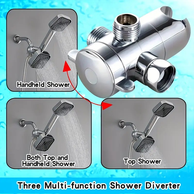 2-in-1 Handheld & Rainfall Shower Head Set with Long Hose and T-Valve Bath - DailySale