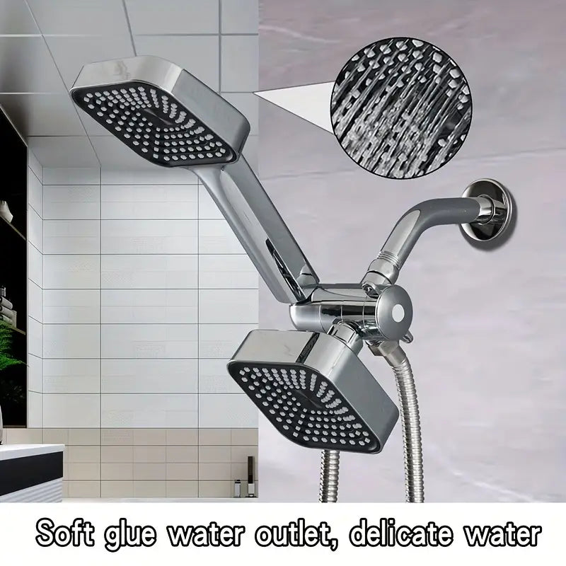 2-in-1 Handheld & Rainfall Shower Head Set with Long Hose and T-Valve Bath - DailySale