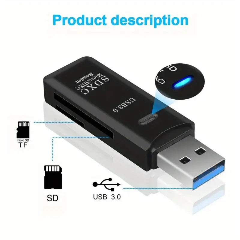 2-in-1 Multi Card Reader USB 3.0 Micro SD TF Card Memory Flash Drive Adapter Computer Accessories - DailySale