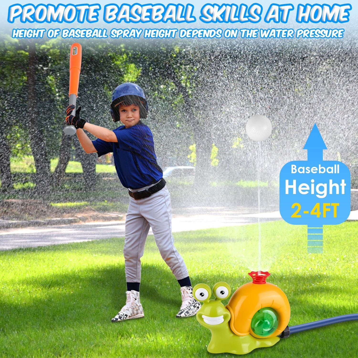 2-in-1 Snail Water Sprinkler Baseball Toy with 2 Sprinkler Nozzles Toys & Games - DailySale