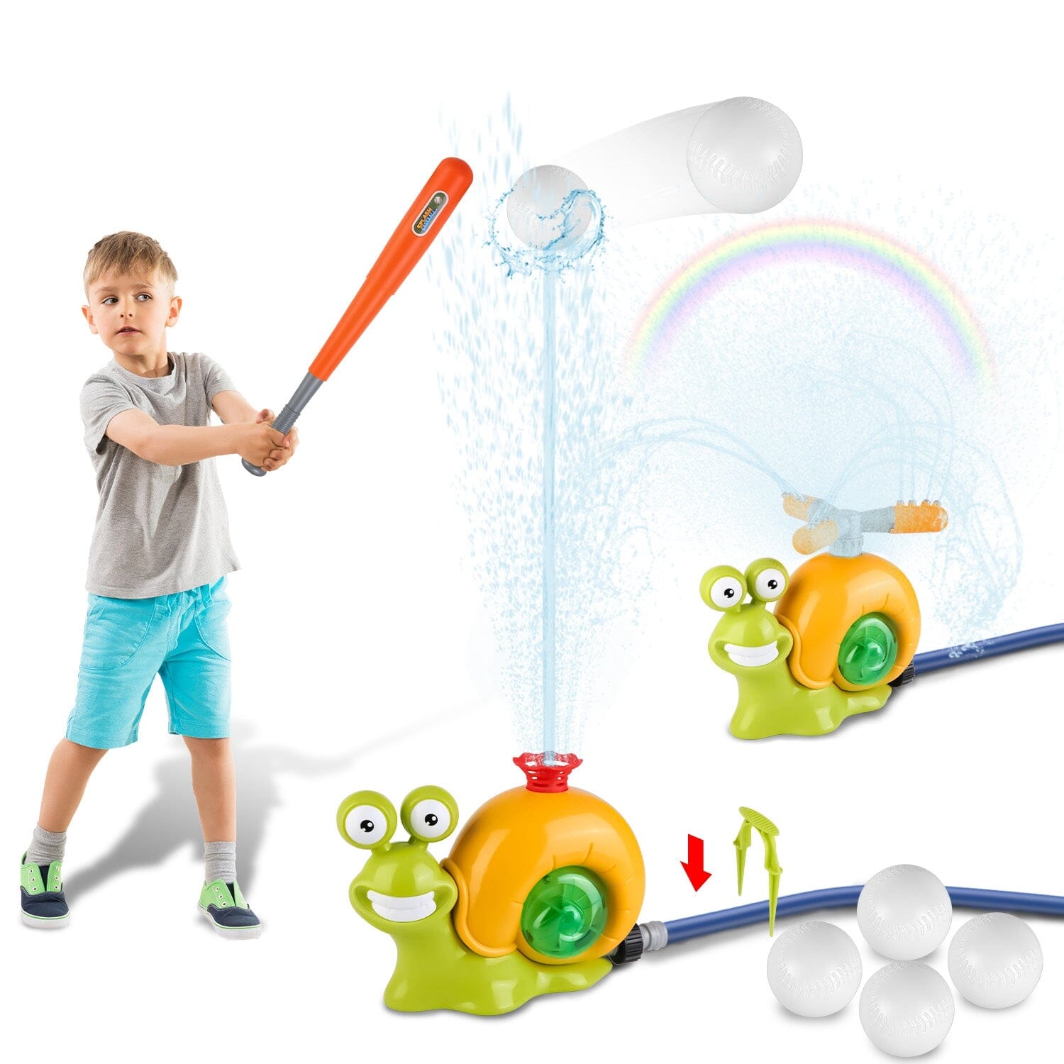 2-in-1 Snail Water Sprinkler Baseball Toy with 2 Sprinkler Nozzles Toys & Games - DailySale