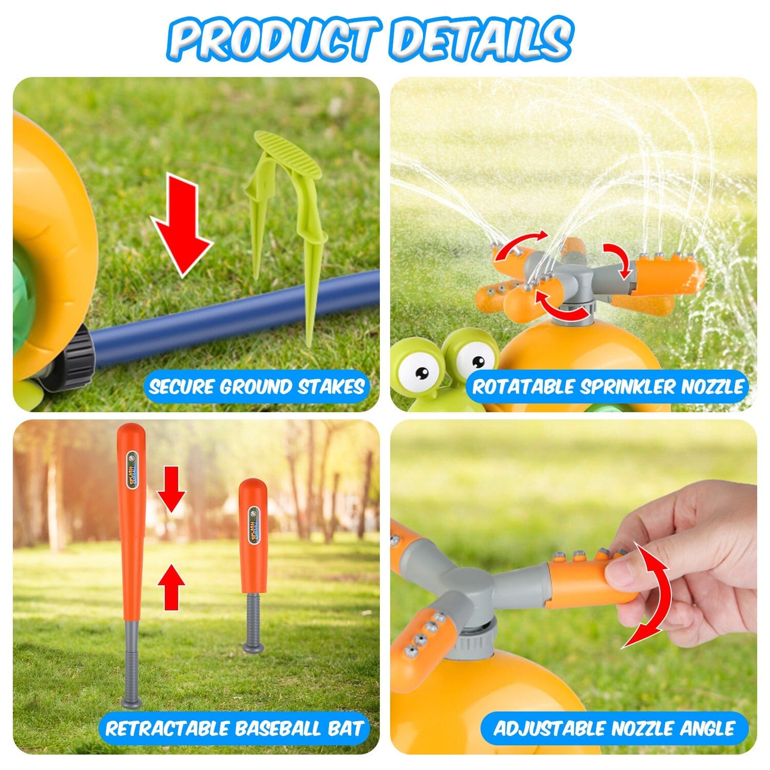 2-in-1 Snail Water Sprinkler Baseball Toy with 2 Sprinkler Nozzles Toys & Games - DailySale