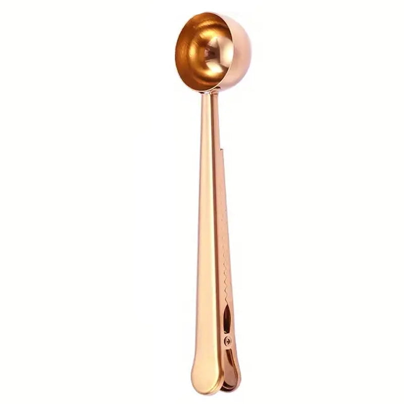 2-in-1 Stainless Steel Coffee Spoon and Sealing Clip Kitchen Tools & Gadgets Rose Gold - DailySale