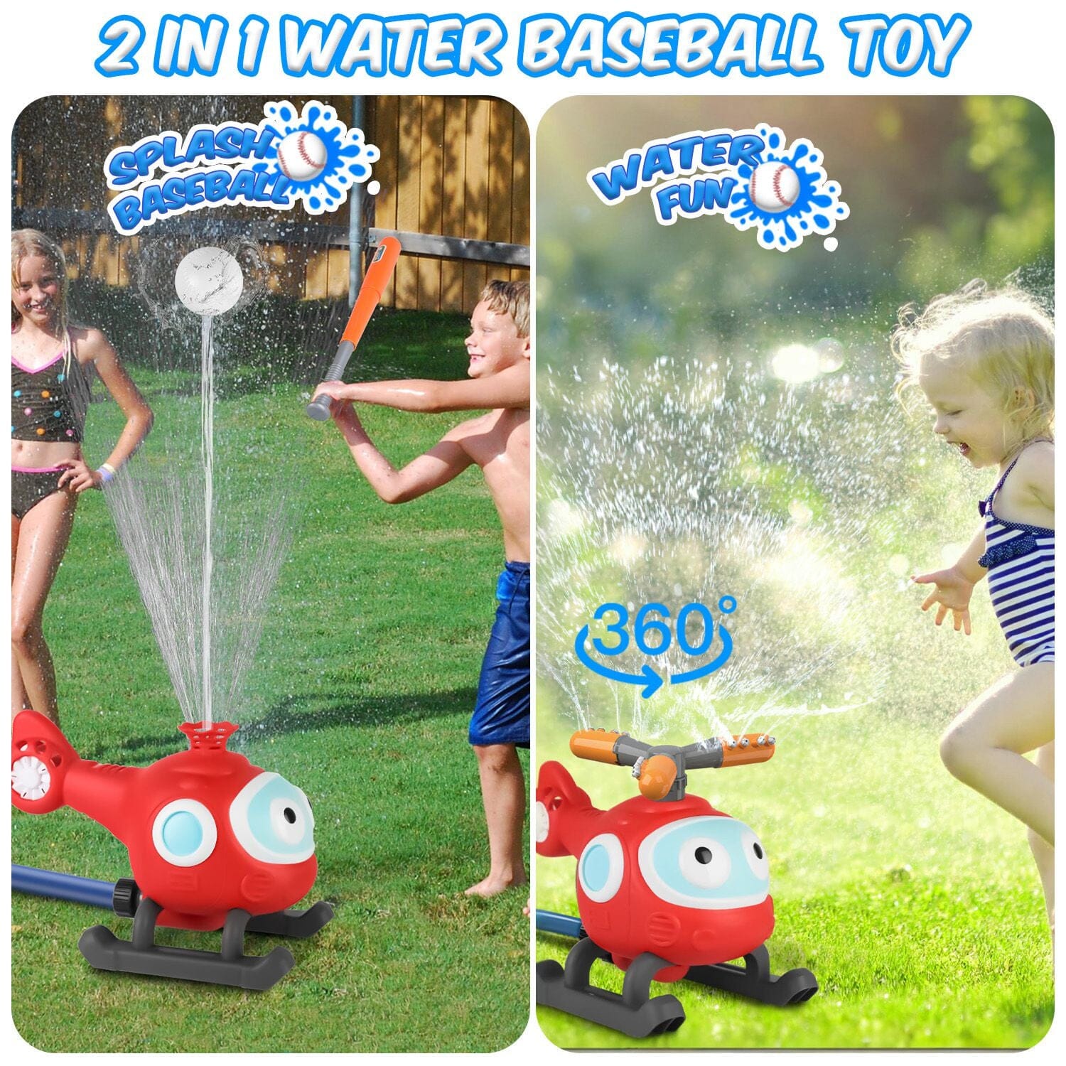 2-in-1 Water Sprinkler Baseball Helicopter Toy Toys & Games - DailySale