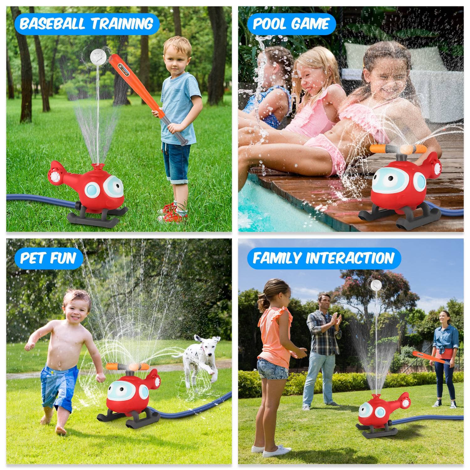 2-in-1 Water Sprinkler Baseball Helicopter Toy Toys & Games - DailySale