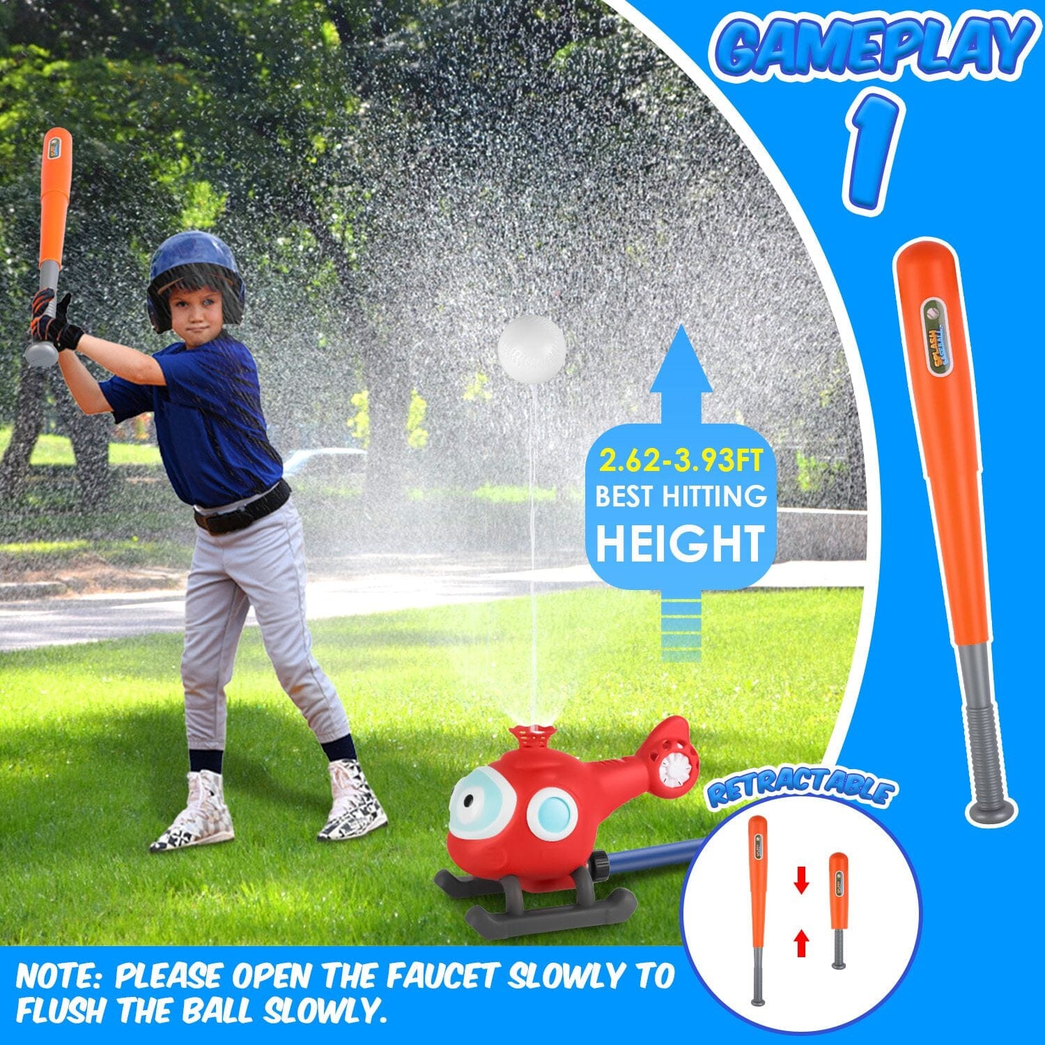 2-in-1 Water Sprinkler Baseball Helicopter Toy Toys & Games - DailySale