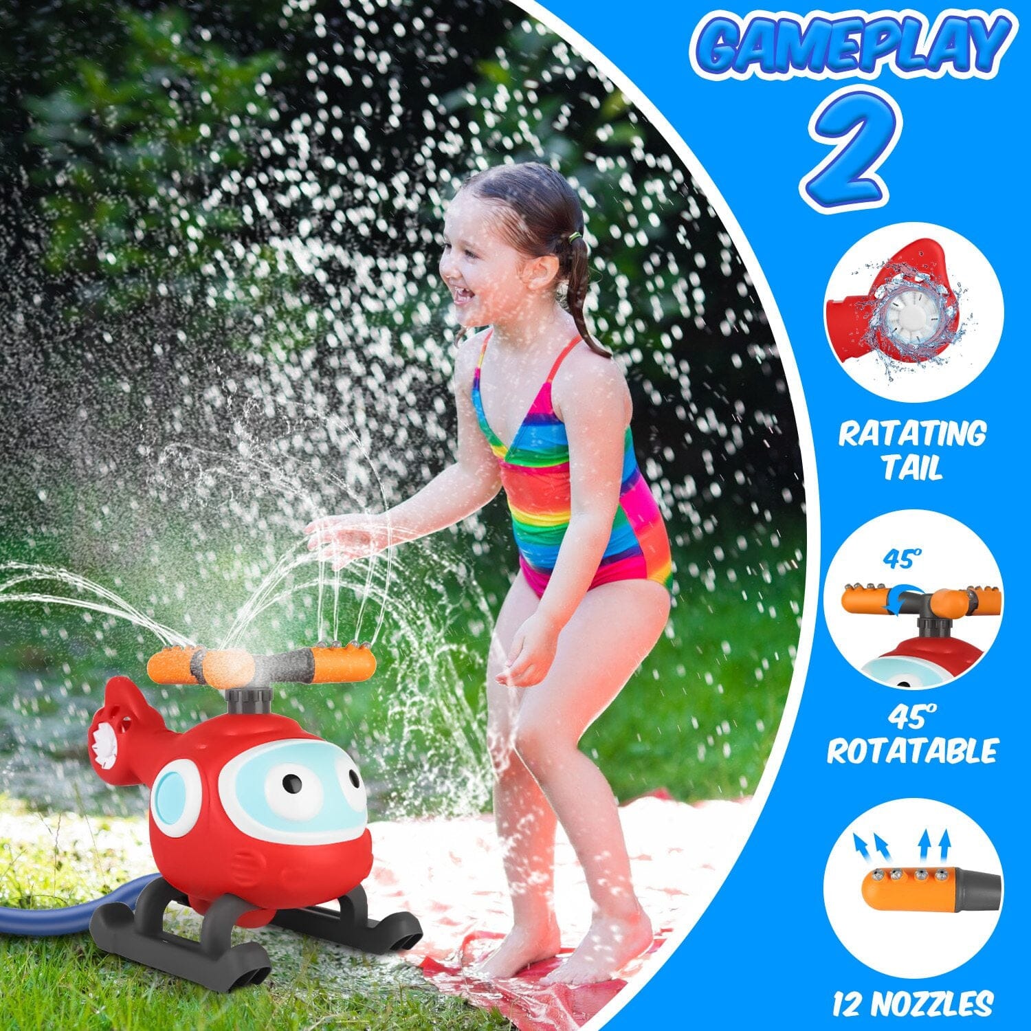 2-in-1 Water Sprinkler Baseball Helicopter Toy Toys & Games - DailySale