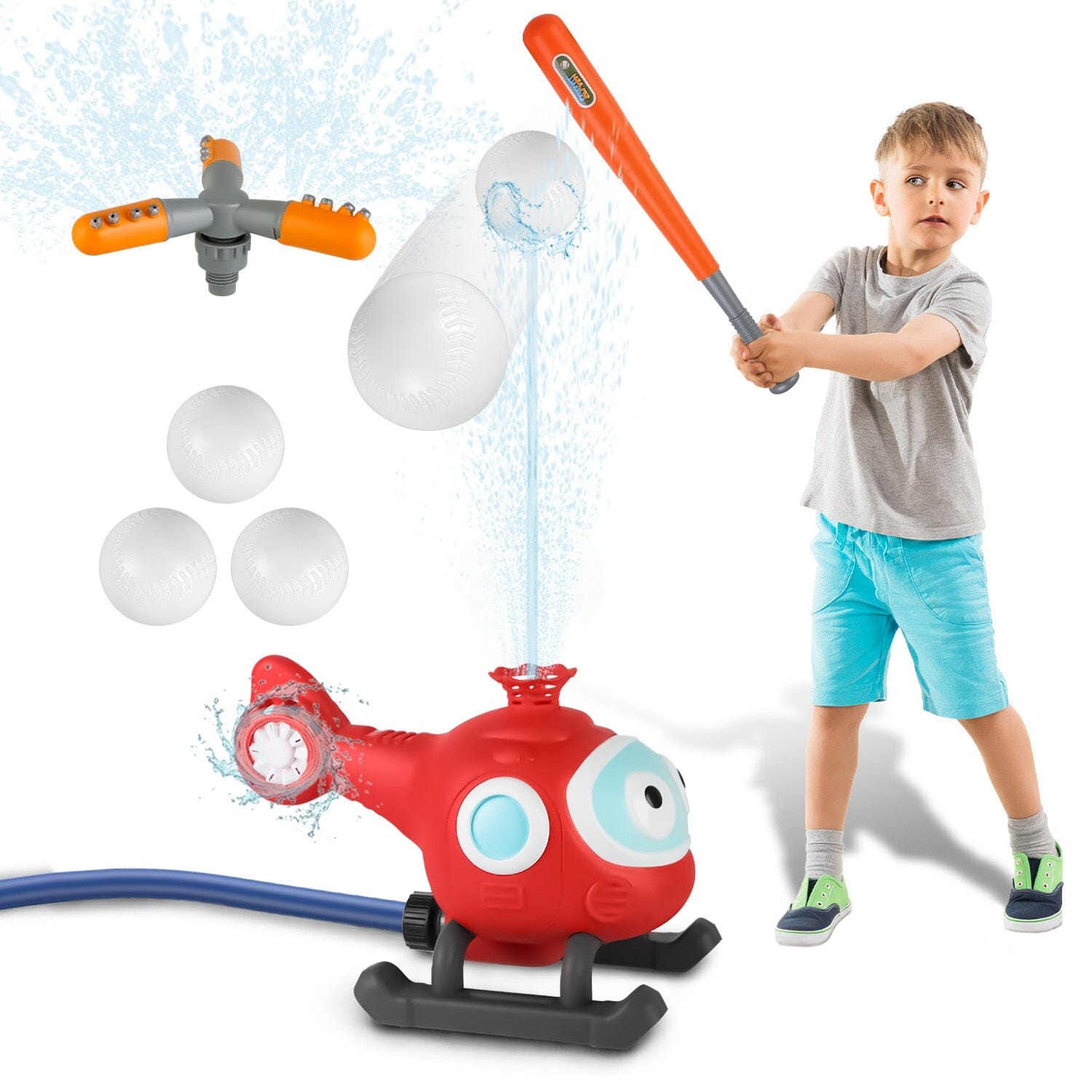 2-in-1 Water Sprinkler Baseball Helicopter Toy Toys & Games - DailySale