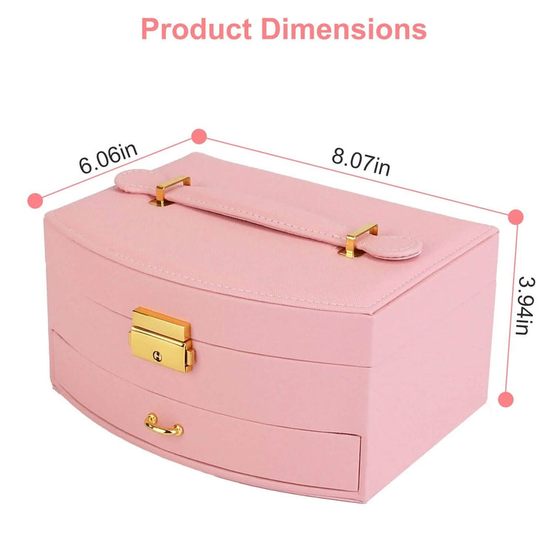 2-Layer Lockable Leather Jewelry Box Closet & Storage - DailySale