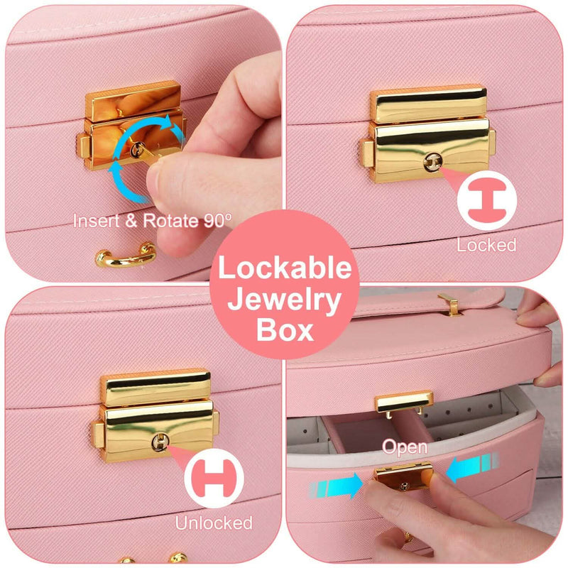 2-Layer Lockable Leather Jewelry Box Closet & Storage - DailySale