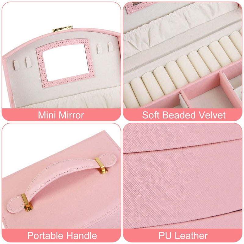 2-Layer Lockable Leather Jewelry Box Closet & Storage - DailySale