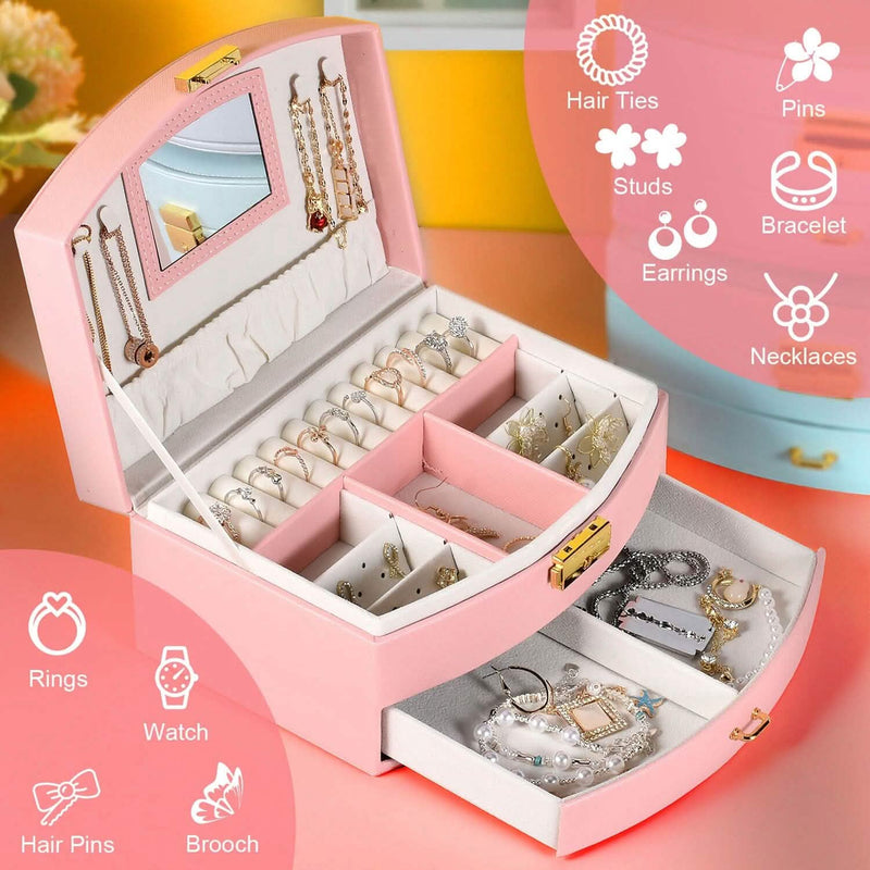 2-Layer Lockable Leather Jewelry Box Closet & Storage - DailySale