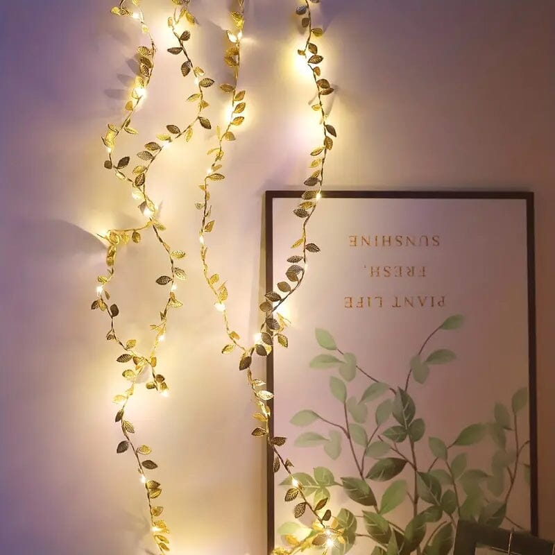 2 Meter 20 LED Simulation Golden Leaf Decoration String Lights String & Fairy Lights - DailySale