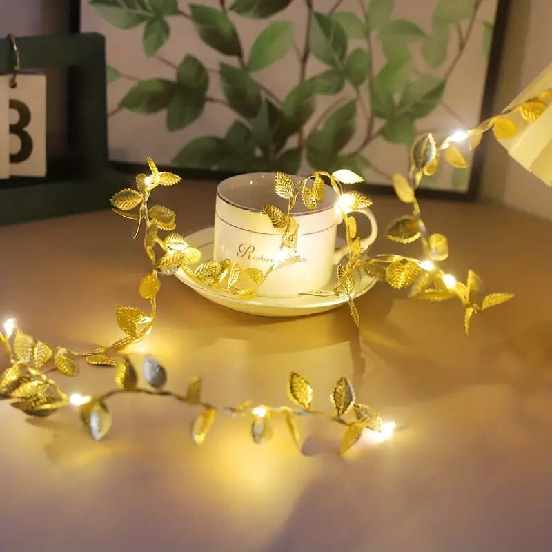 2 Meter 20 LED Simulation Golden Leaf Decoration String Lights String & Fairy Lights - DailySale