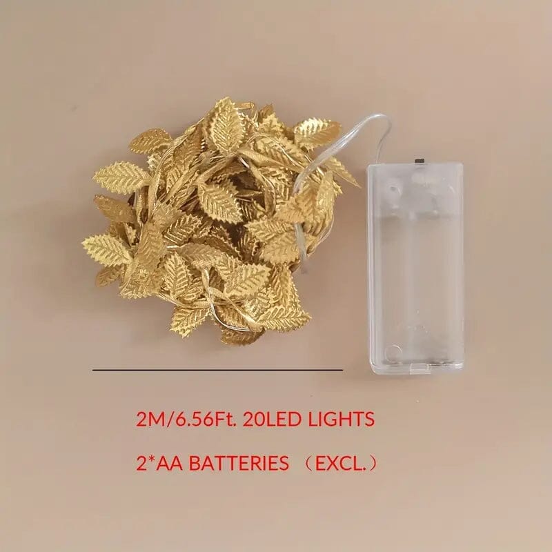 2 Meter 20 LED Simulation Golden Leaf Decoration String Lights String & Fairy Lights - DailySale