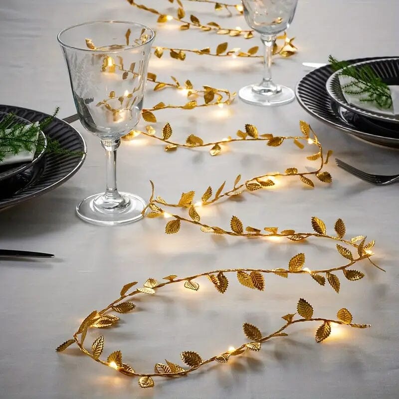 2 Meter 20 LED Simulation Golden Leaf Decoration String Lights String & Fairy Lights - DailySale