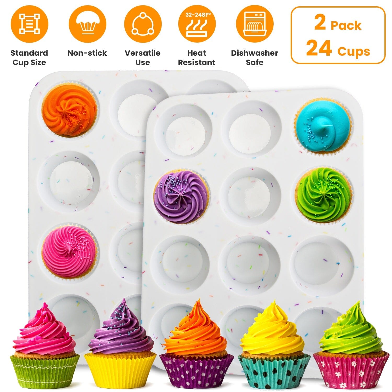 2-Pack: 12 Cups Silicone Muffin Nonstick Pans Kitchen Tools & Gadgets - DailySale