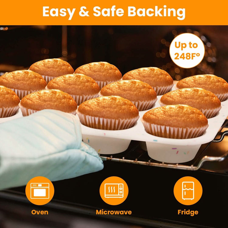 2-Pack: 12 Cups Silicone Muffin Nonstick Pans Kitchen Tools & Gadgets - DailySale