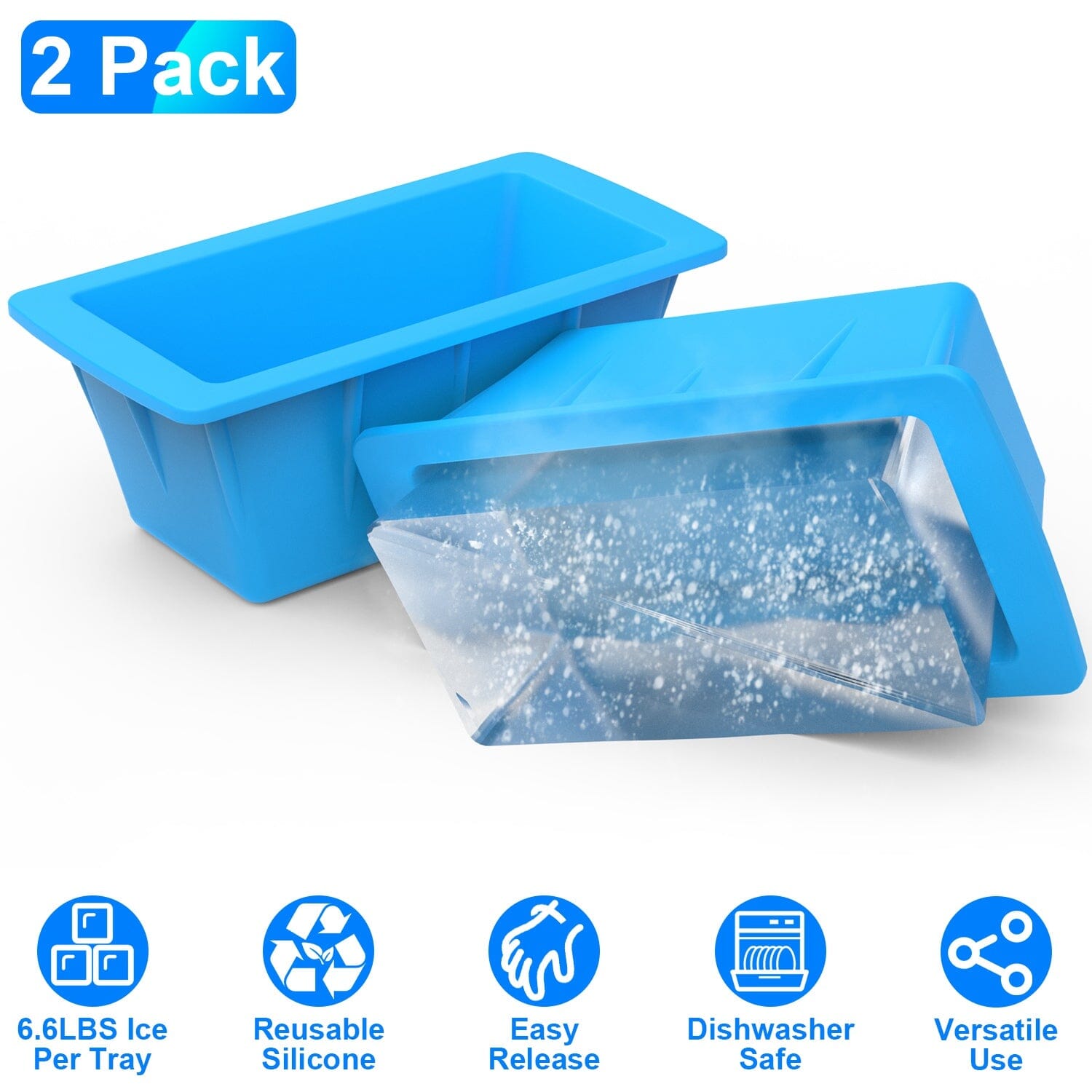 2-Pack: 6.6 lbs. Silicone Freezer Ice Block Molds Kitchen Tools & Gadgets - DailySale