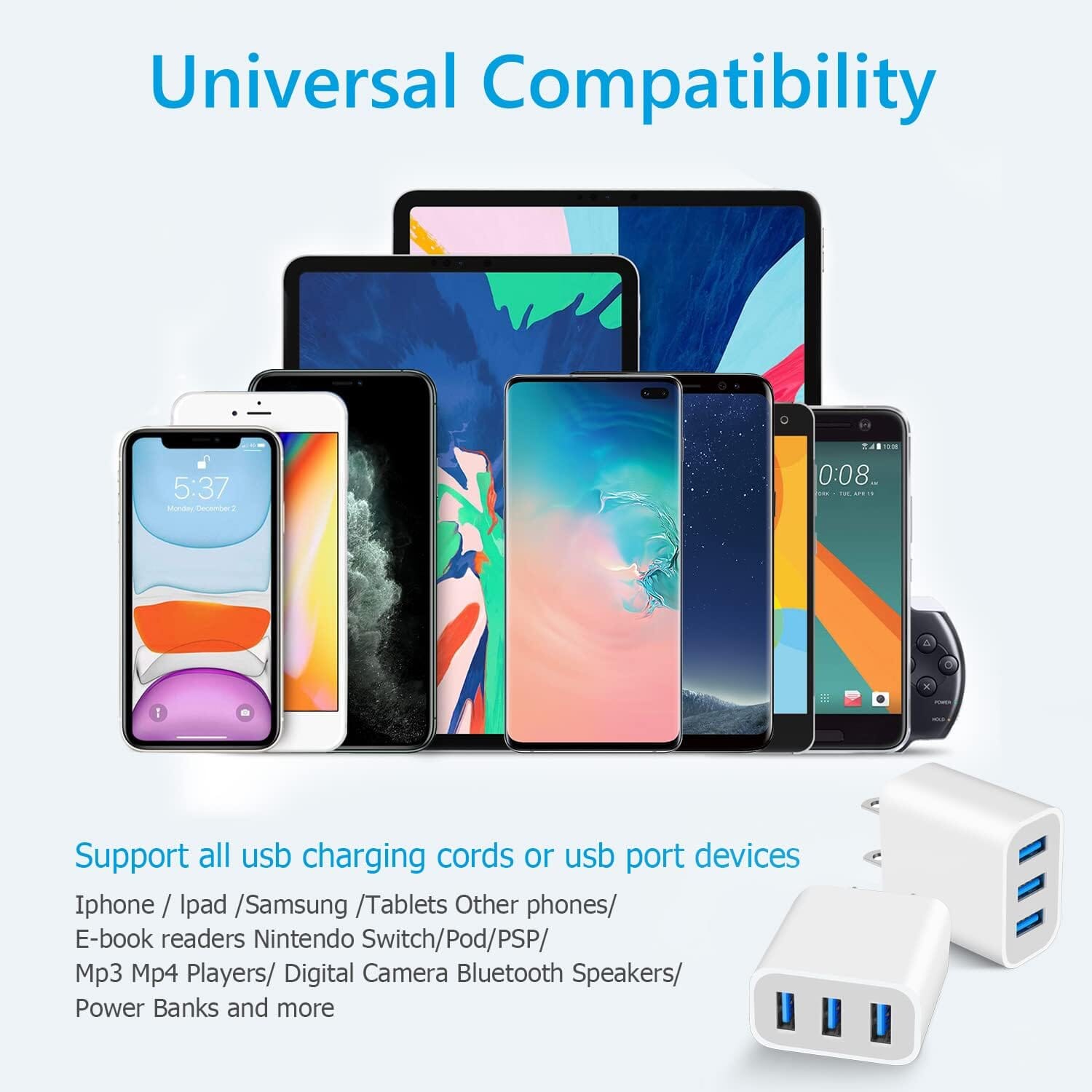 2-Pack: Compact USB Wall Charger Adapters with Quick Charge Mobile Accessories - DailySale