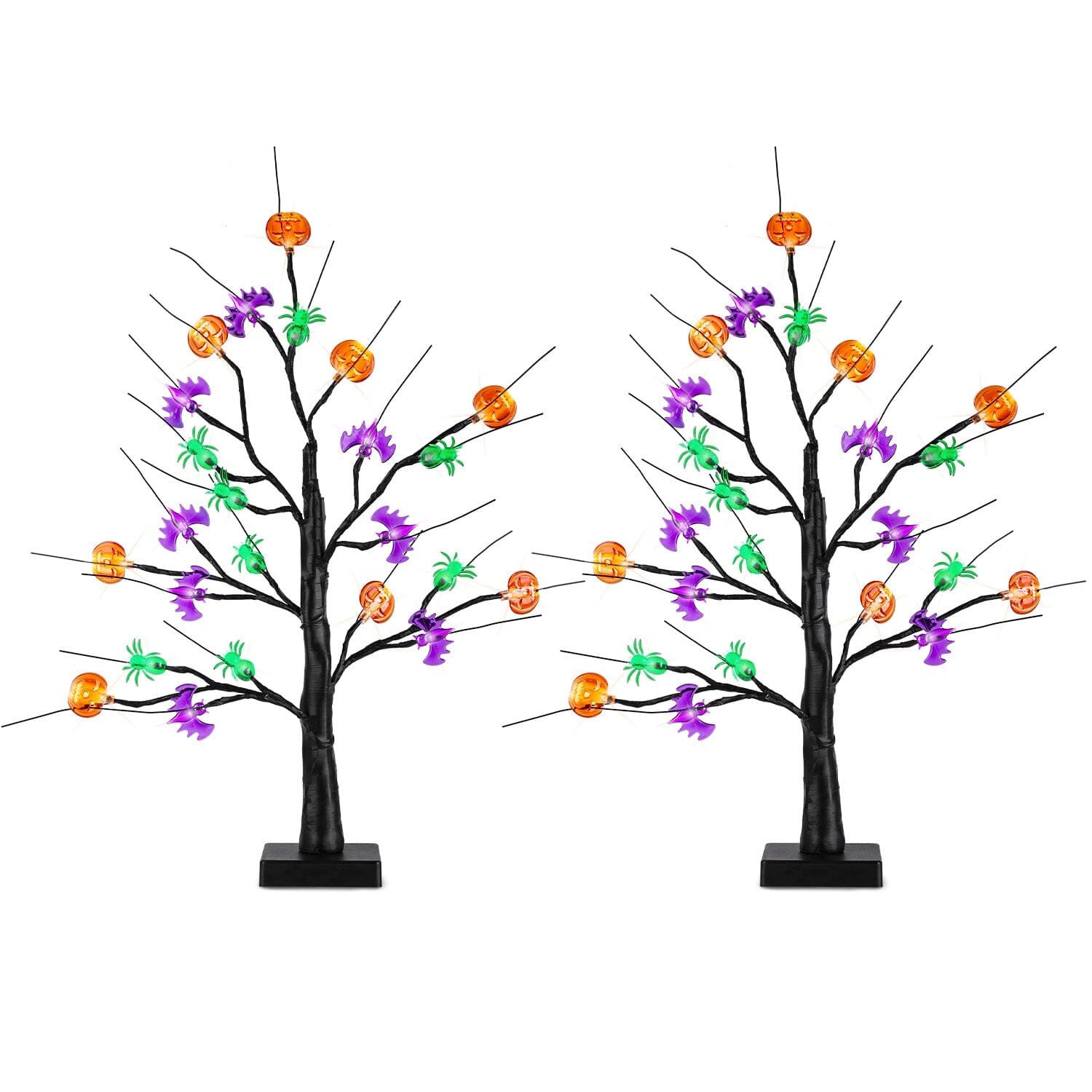 2-Pack: Lighted Halloween Trees with Timer and Adjustable Twigs Holiday Decor & Apparel - DailySale