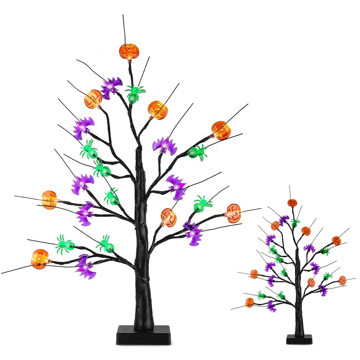 2-Pack: Lighted Halloween Trees with Timer and Adjustable Twigs Holiday Decor & Apparel - DailySale