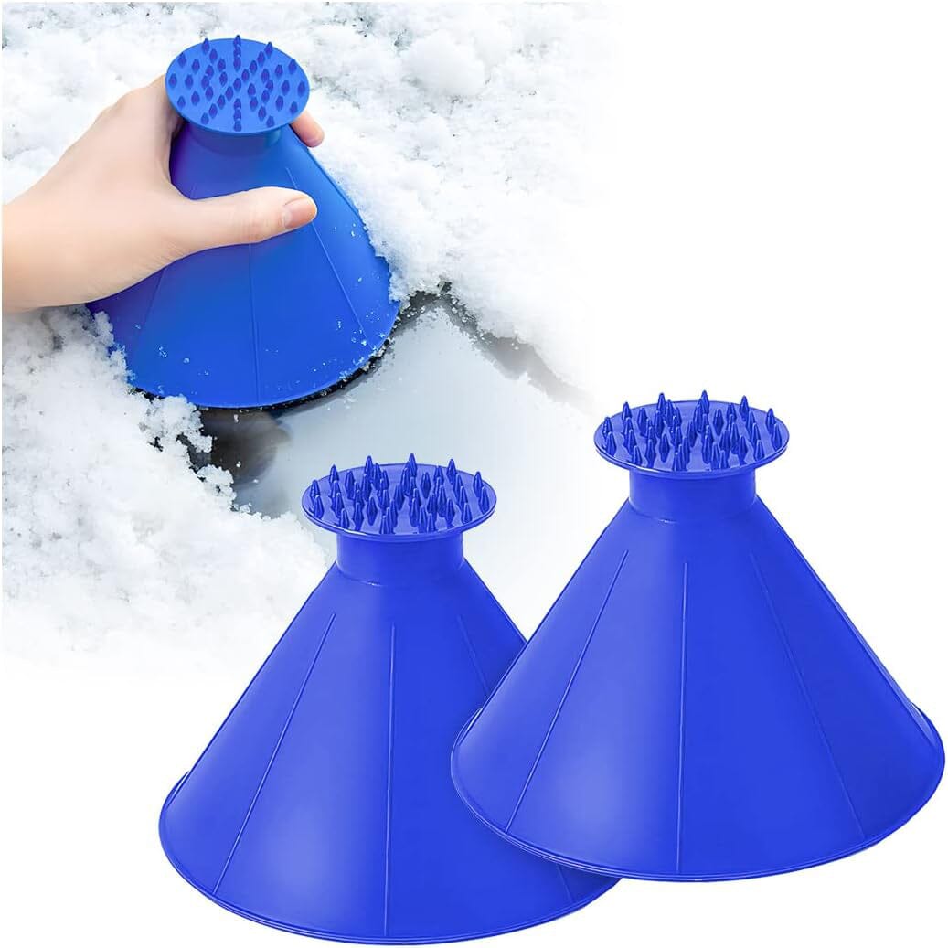 2-Pack: Magical Ice Scrapers, Funnel Snow Scrape for Car Windshield, Round Frost Removal Cleaning Tool, Winter Automotive Exterior Accessories Automotive - DailySale