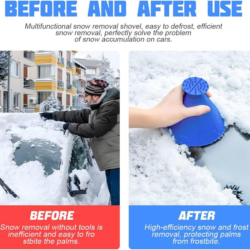 2-Pack: Magical Ice Scrapers, Funnel Snow Scrape for Car Windshield, R